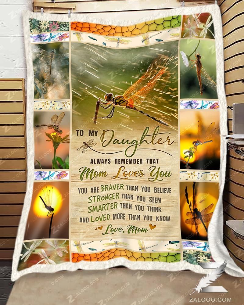 Dragonfly To My Daughter Mom Loves You Sherpa Fleece Blanket