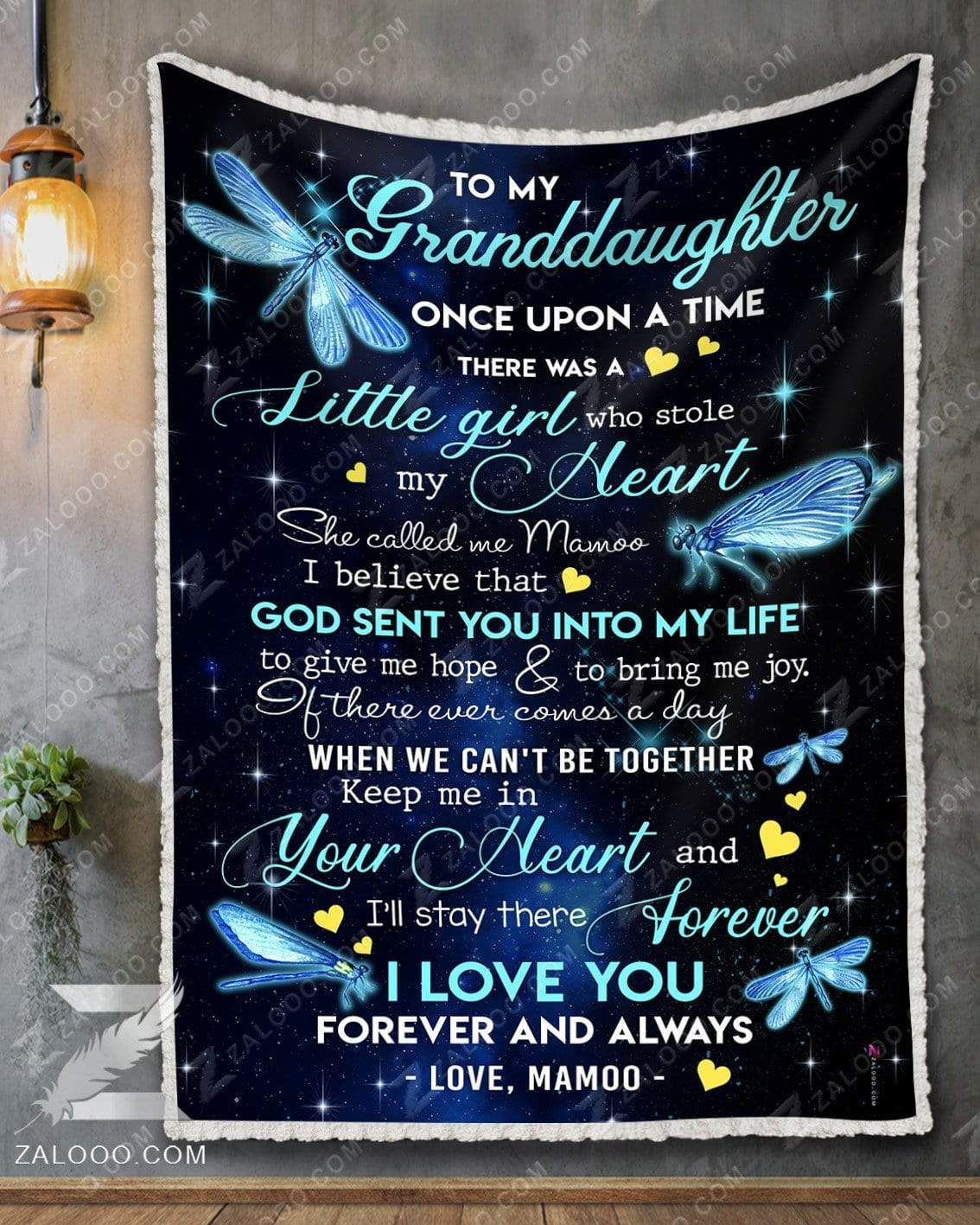 Dragonfly To My Granddaughter Love Mamoo Sherpa Fleece Blanket
