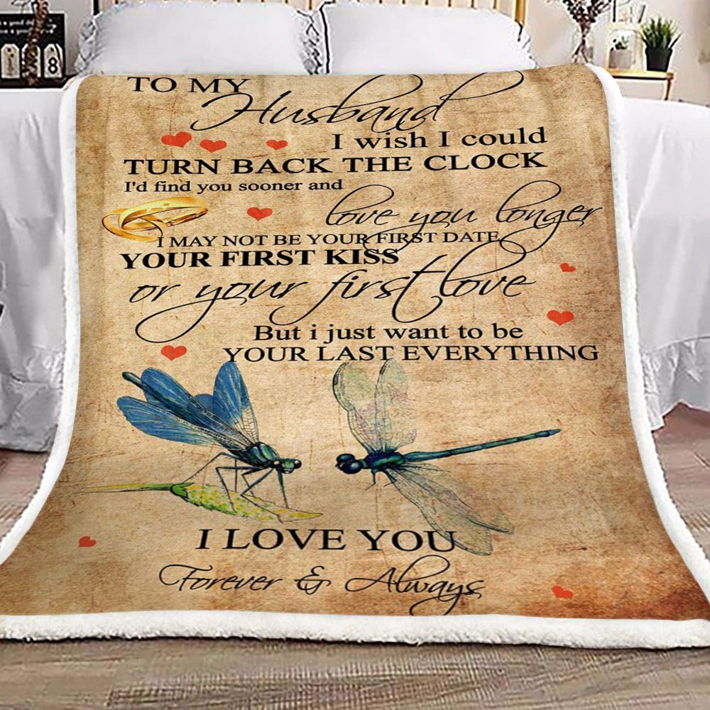 Dragonfly To My Husband Sherpa Fleece Blanket