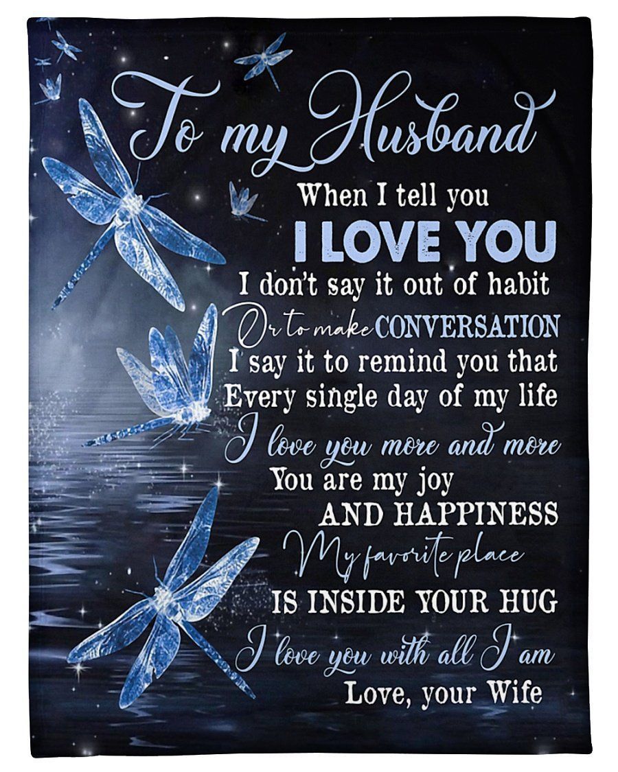 Dragonfly To My Husband You Are My Favorite Place Fleece Blanket