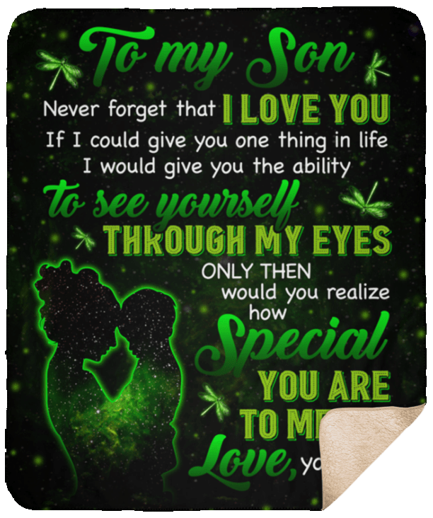 Dragonfly To My Son Sherpa Fleece Blanket