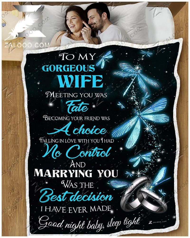 Dragonfly To My Wife Meeting You Was Fate Sherpa Fleece Blanket