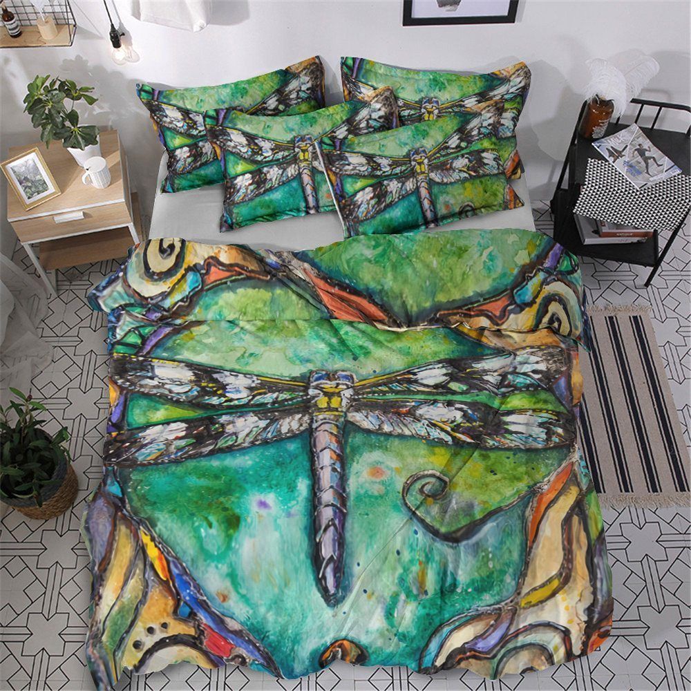 Dragonfly Cotton Bed Sheets Spread Comforter Bedding Set