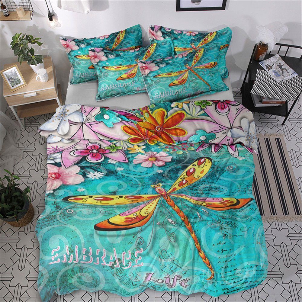 Dragonfly Cotton Bed Sheets Spread Comforter Bedding Set