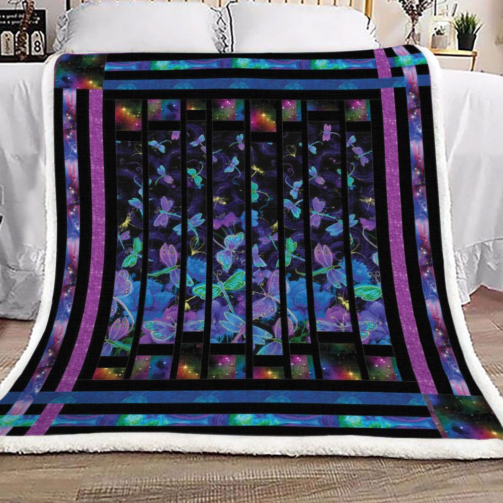 Dragonfly Universe Sherpa Fleece Blanket