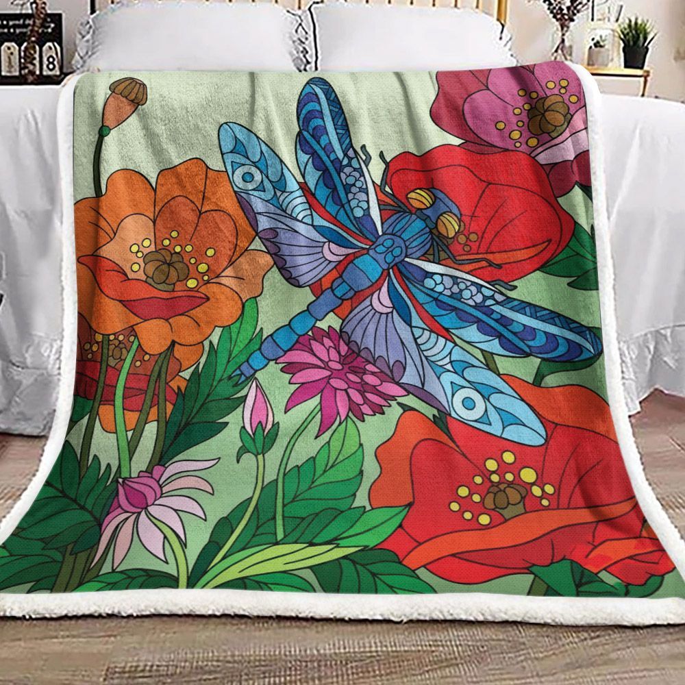 Dragonfly Sherpa Fleece Blanket