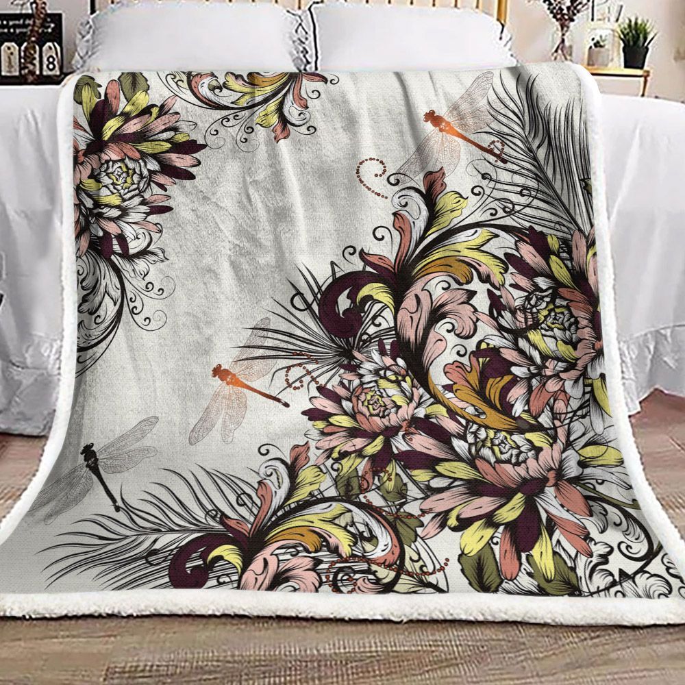 Dragonfly Sherpa Fleece Blanket