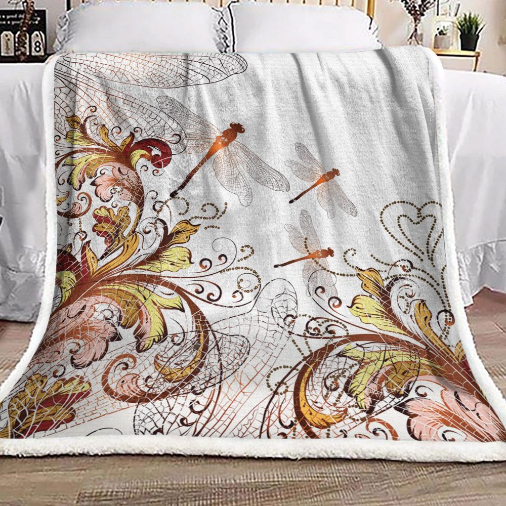 Dragonfly Sherpa Fleece Blanket