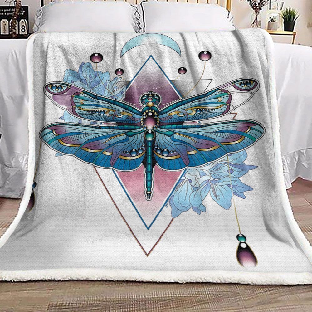 Dragonfly Sherpa Fleece Blanket