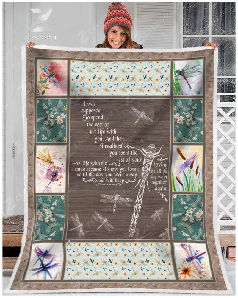 Dragonfly We Are Together Again Sherpa Fleece Blanket