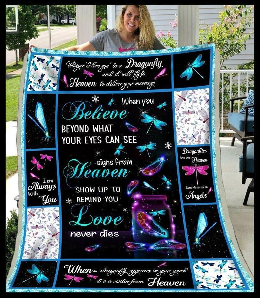 Dragonfly When You Believe Beyond Sherpa Fleece Blanket