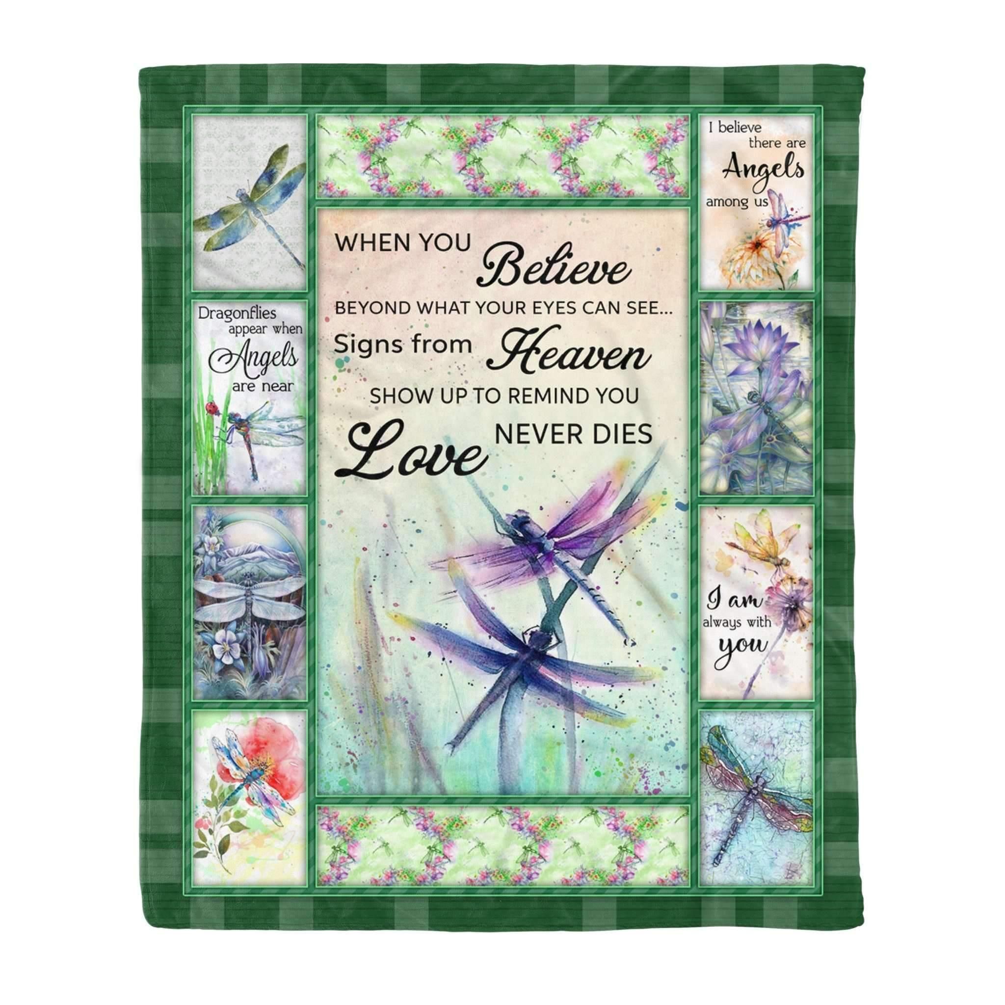Dragonfly When You Believe Sherpa Fleece Blanket