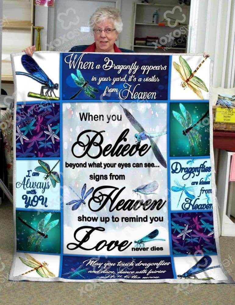 Dragonfly When You Believe Sherpa Fleece Blanket