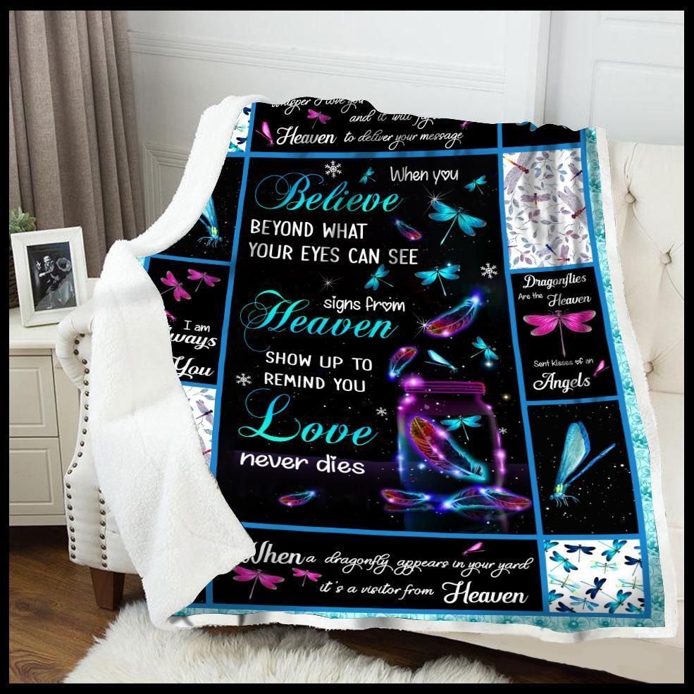 Dragonfly Whisper I Love You Sherpa Fleece Blanket