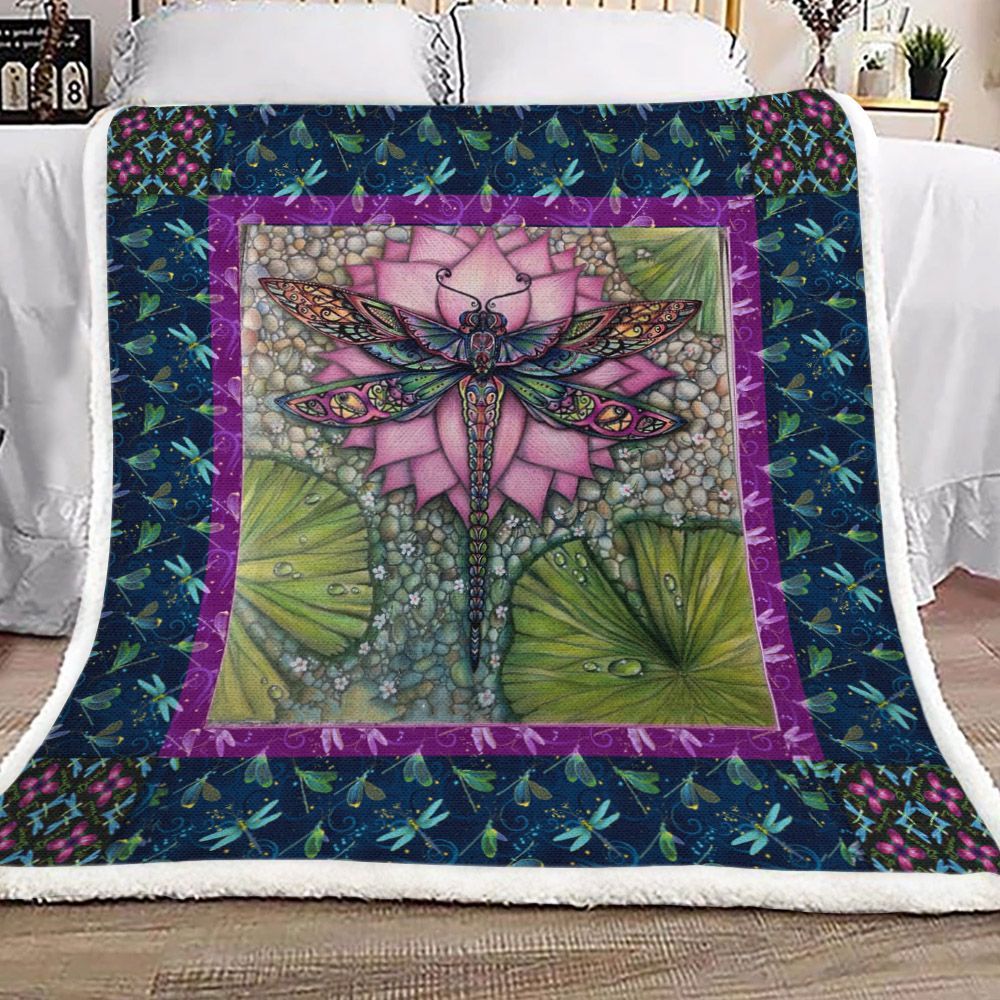 Dragonfly Sherpa Fleece Blanket