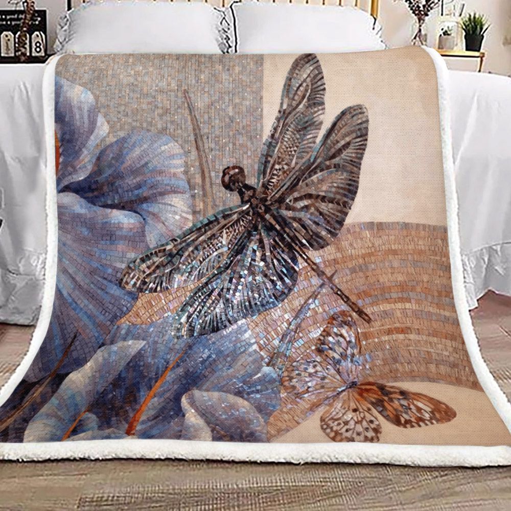 Dragonfly Sherpa Fleece Blanket