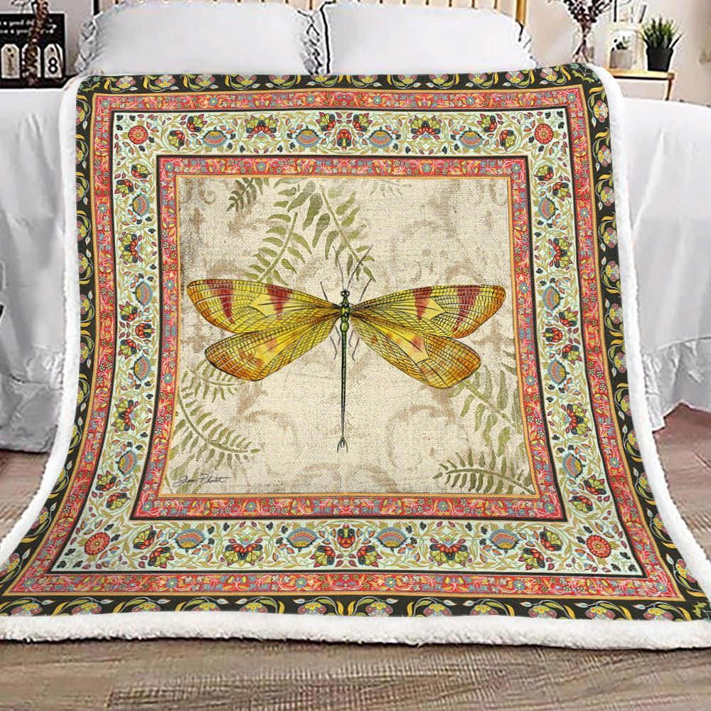 Dragonfly Sherpa Fleece Blanket