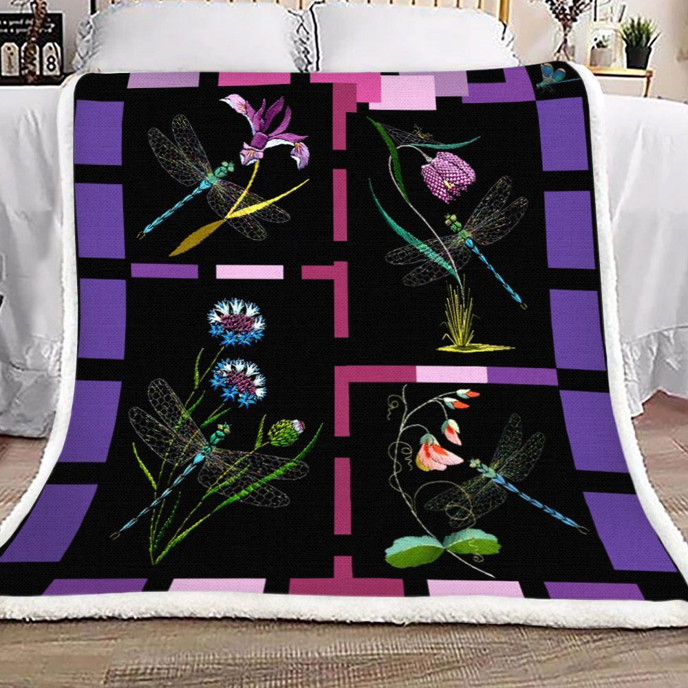 Dragonfly Sherpa Fleece Blanket