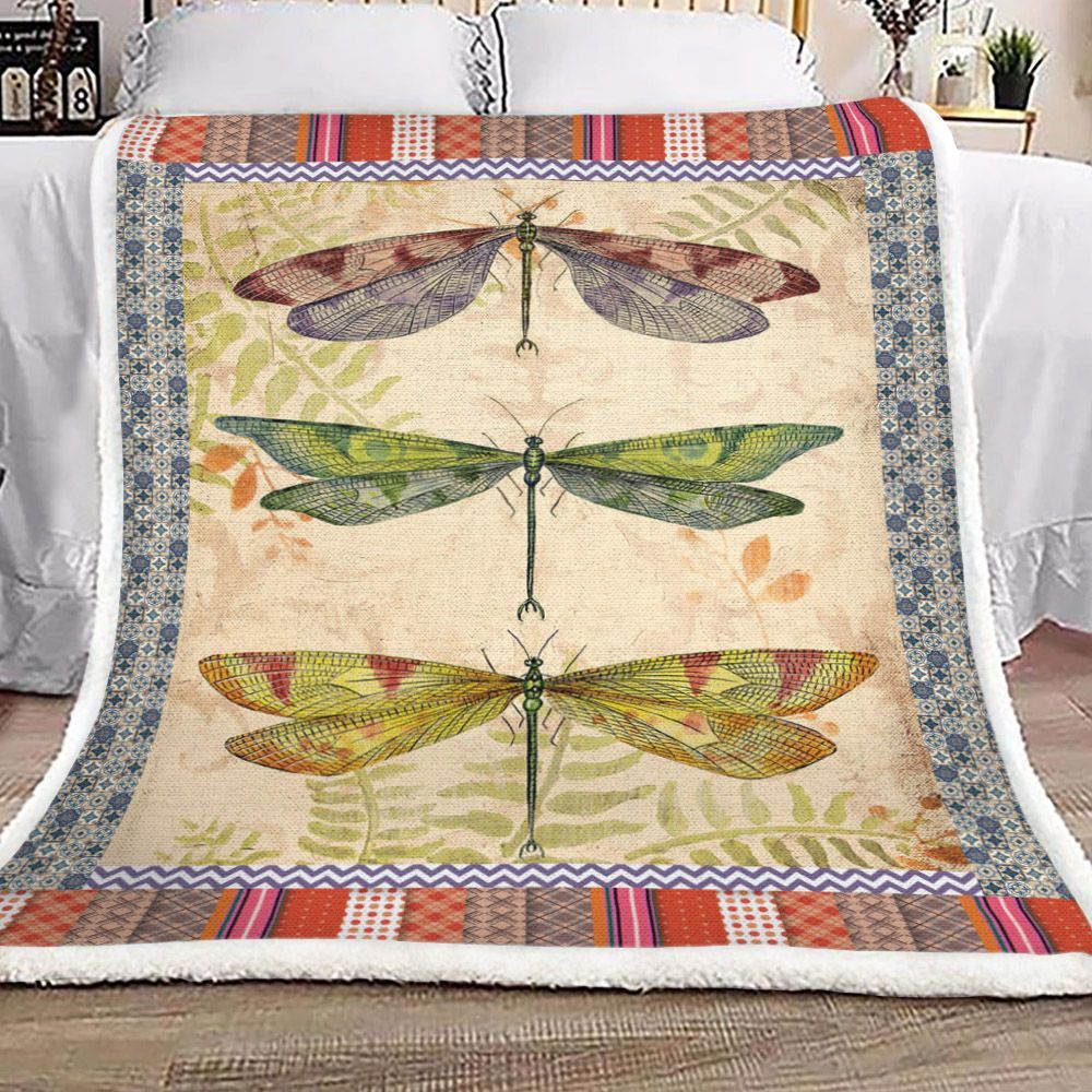 Dragonfly Sherpa Fleece Blanket