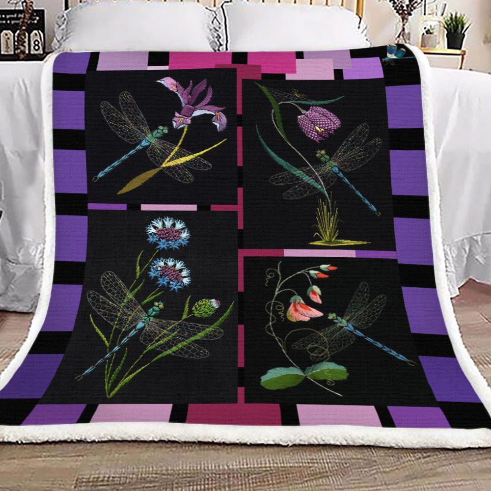 Dragonfly Sherpa Fleece Blanket