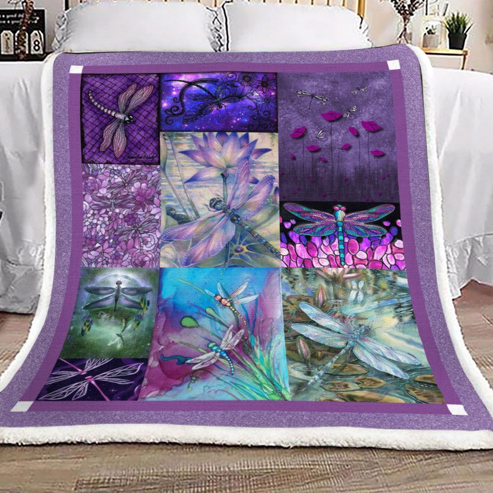 Dragonfly Sherpa Fleece Blanket