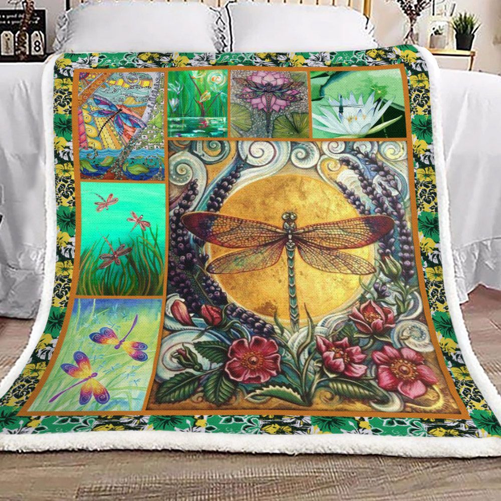 Dragonfly Sherpa Fleece Blanket