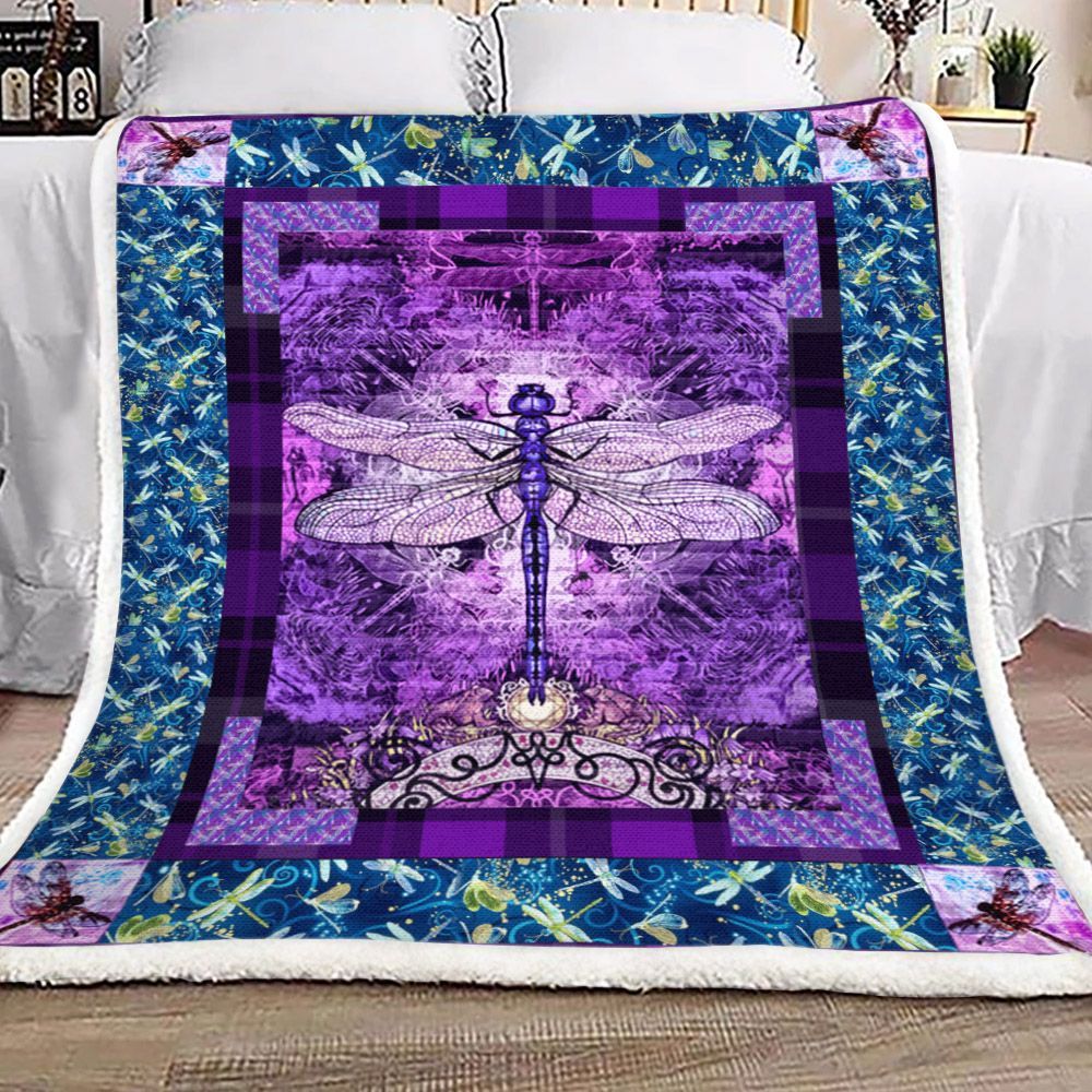 Dragonfly Sherpa Fleece Blanket