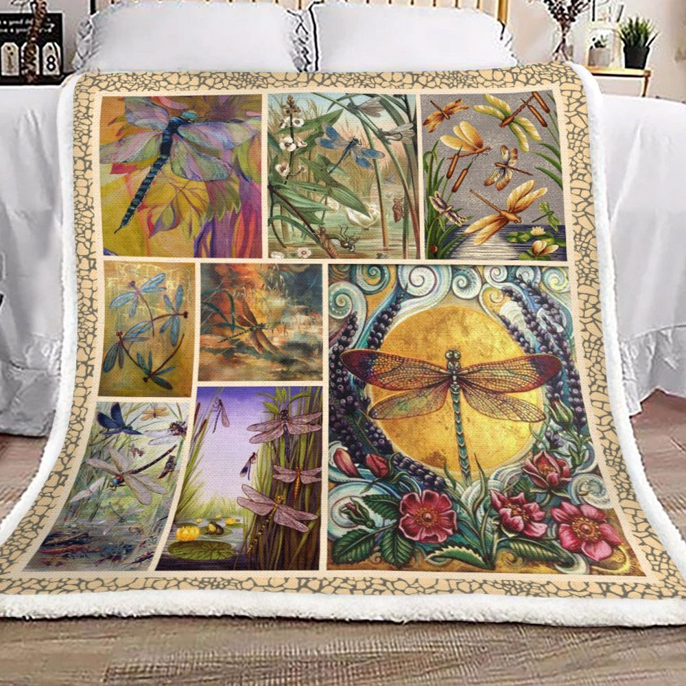 Dragonfly Sherpa Fleece Blanket