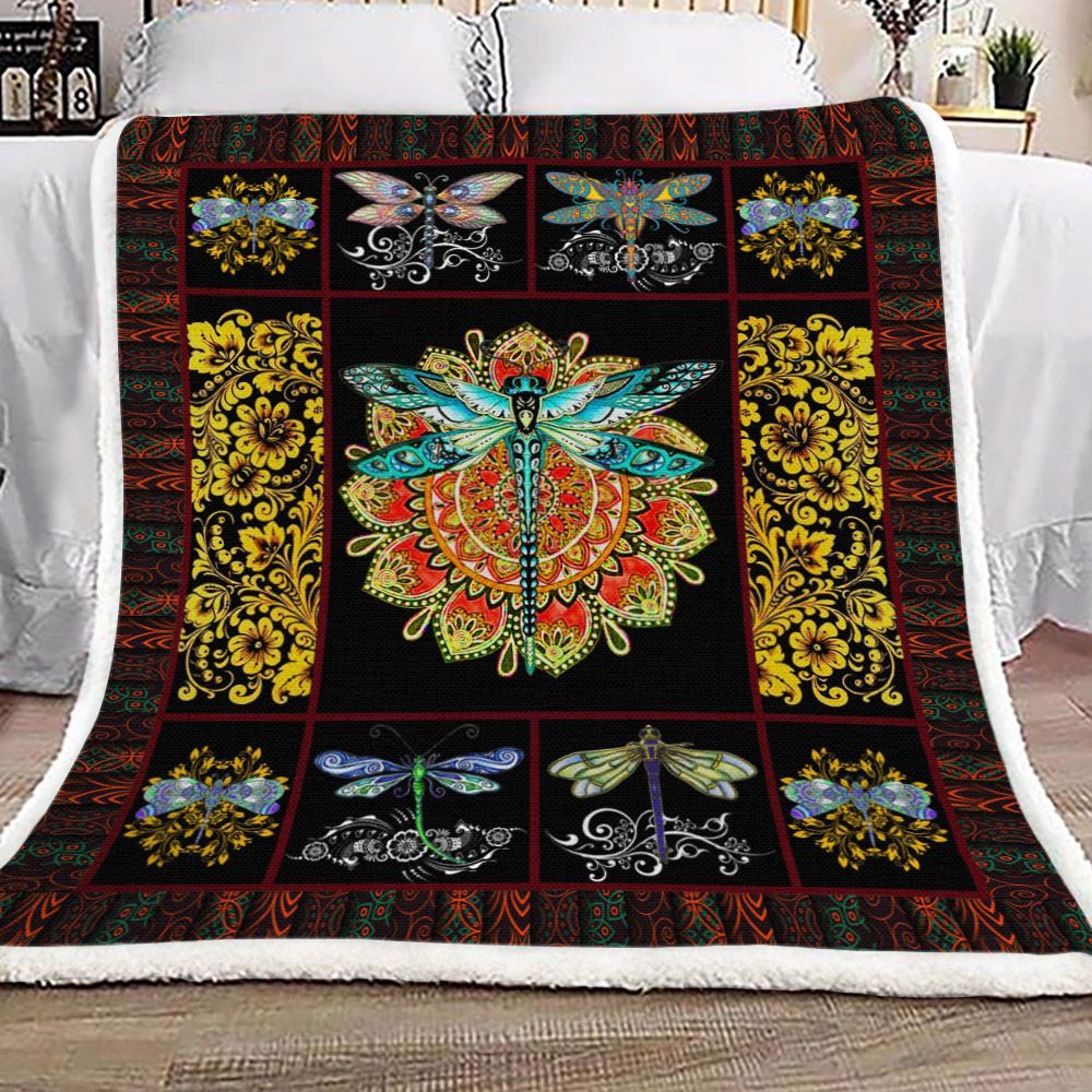 Dragonfly Sherpa Fleece Blanket