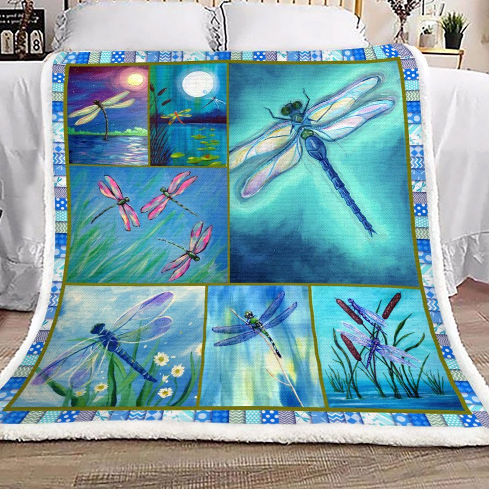 Dragonfly Sherpa Fleece Blanket