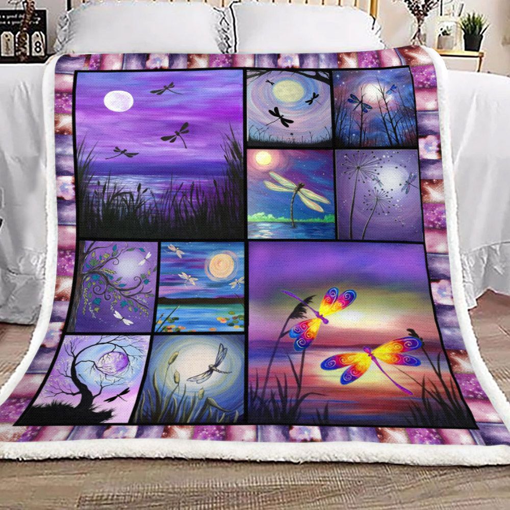 Dragonfly Sherpa Fleece Blanket