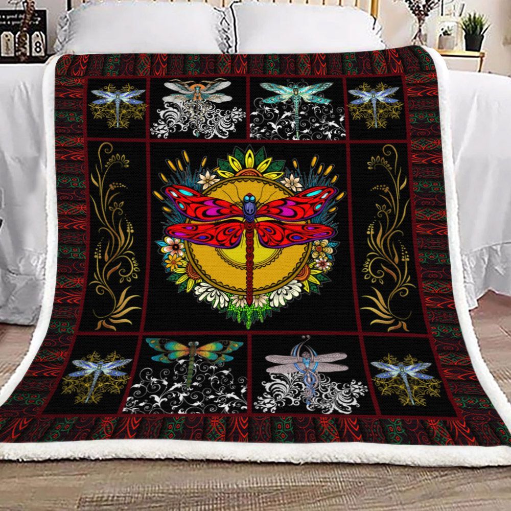 Dragonfly Sherpa Fleece Blanket