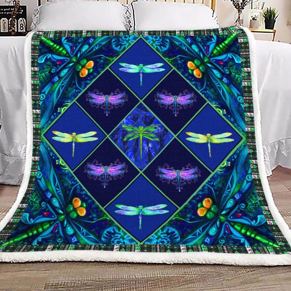 Dragonfly Sherpa Fleece Blanket
