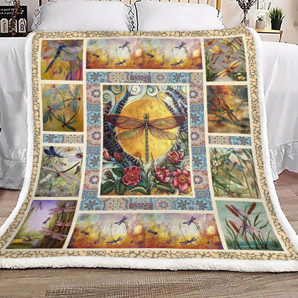 Dragonfly Sherpa Fleece Blanket