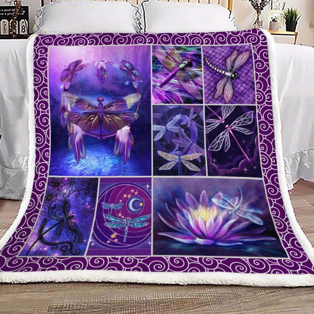 Dragonfly Sherpa Fleece Blanket