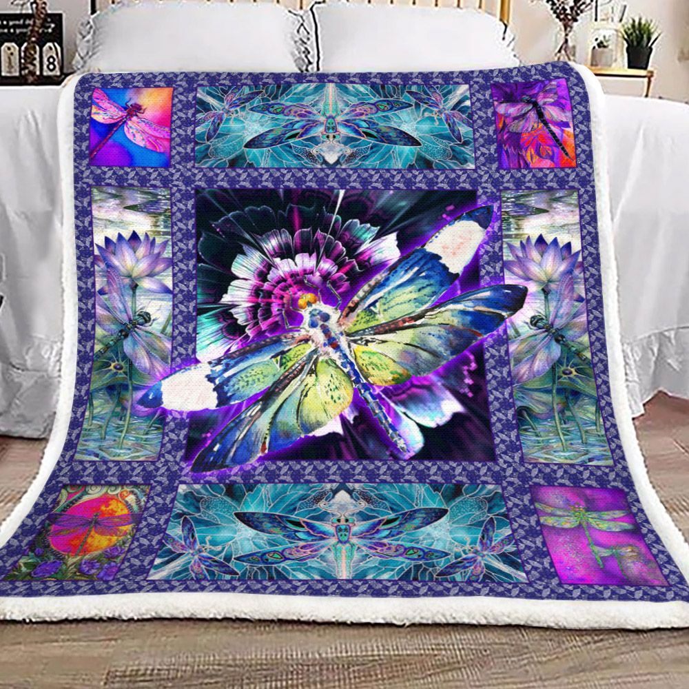 Dragonfly Sherpa Fleece Blanket