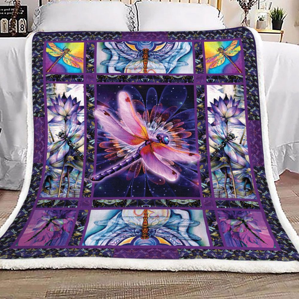 Dragonfly Sherpa Fleece Blanket