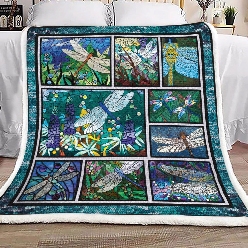 Dragonfly Sherpa Fleece Blanket