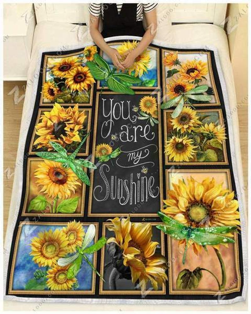Dragonfly You Are My Sunshine Sherpa Fleece Blanket