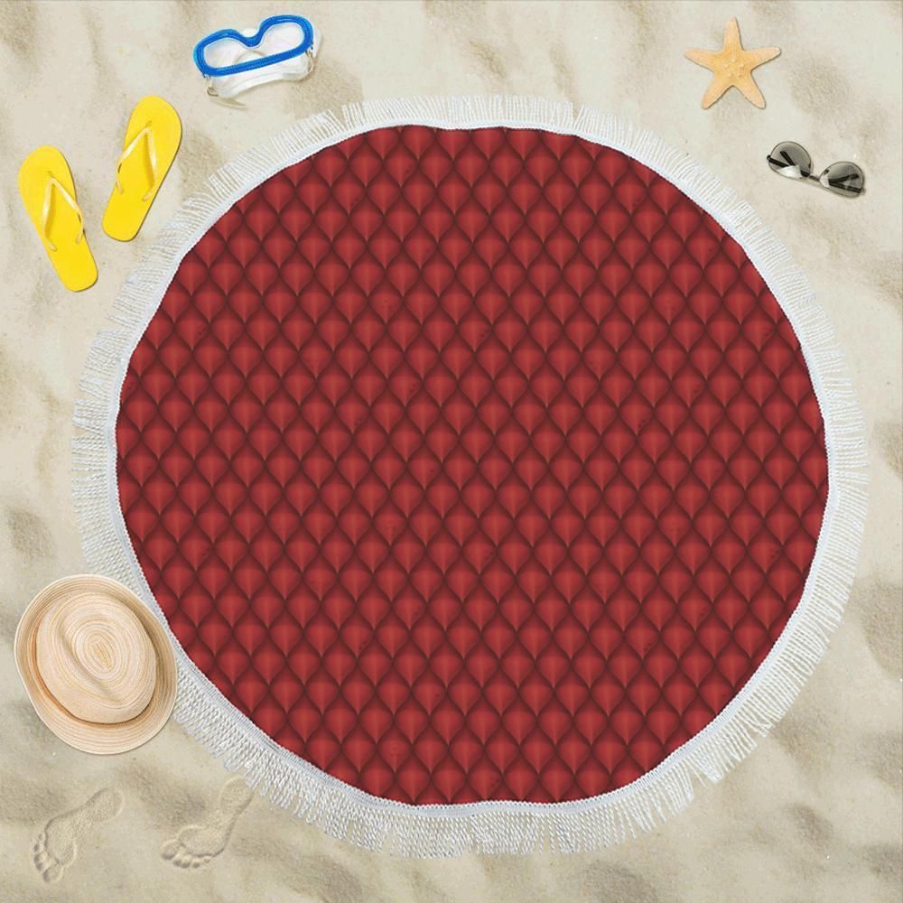 Dragons Red Skin Texture Round Beach Towel
