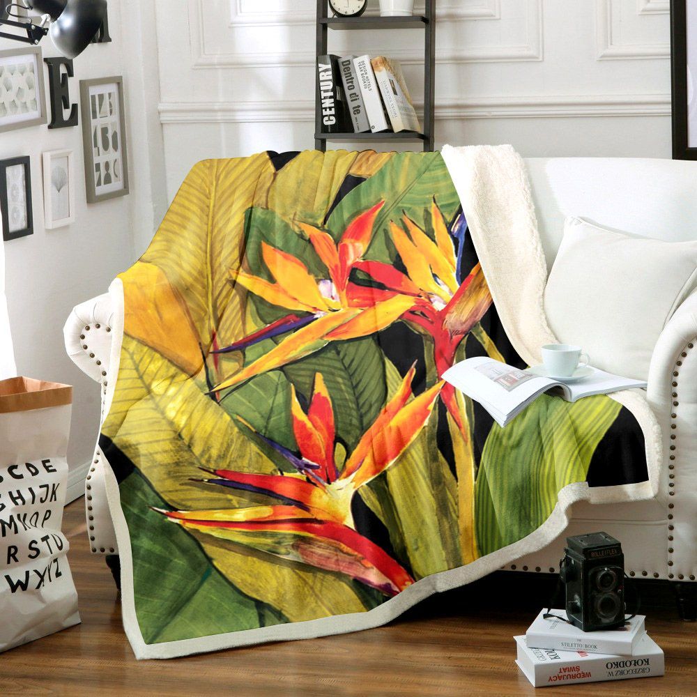 Dramatic Bird Of Paradise Wall Art Sherpa Fleece Blanket