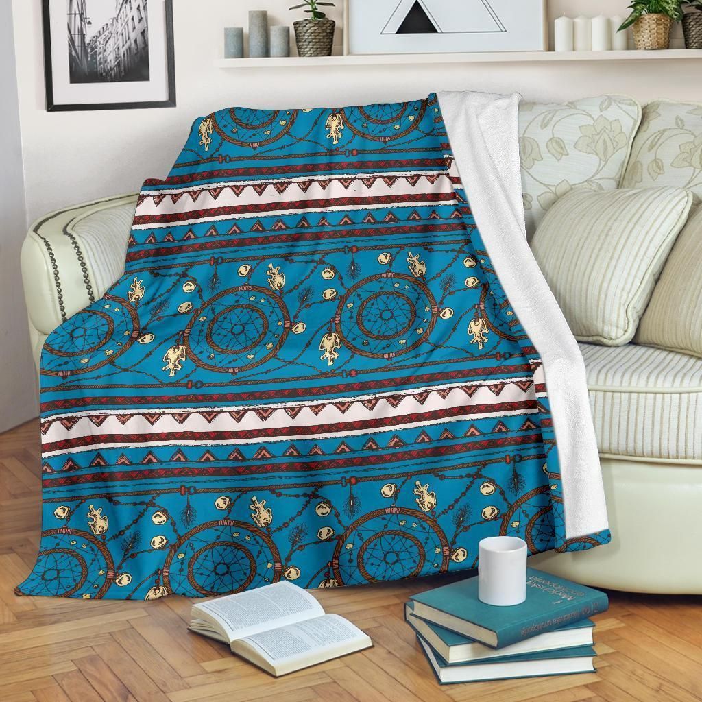 Dream Catcher Aztec Blue Fleece Blanket