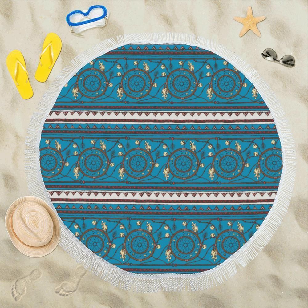 Dream Catcher Aztec Round Beach Towel