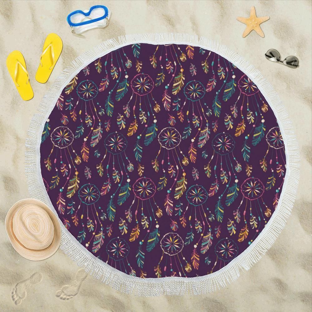 Dream Catcher Boho Design Round Beach Towel