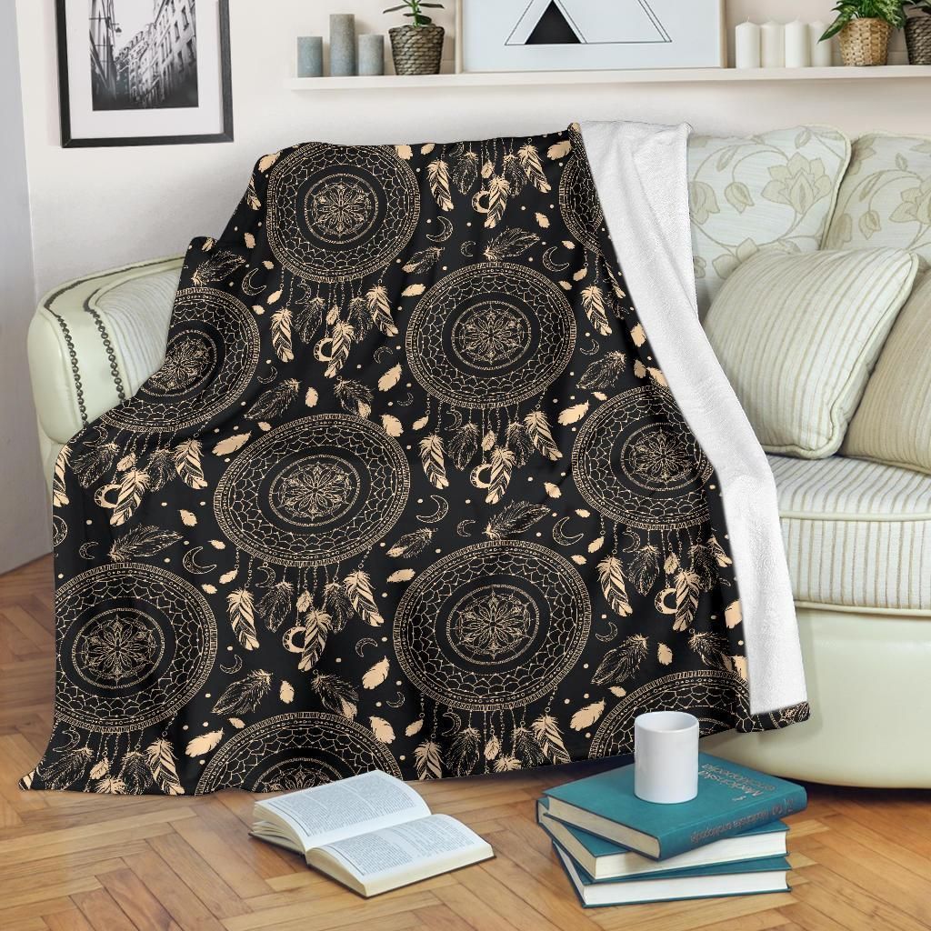 Dream Catcher Mandala Boho Moon Soft Fleece Blanket