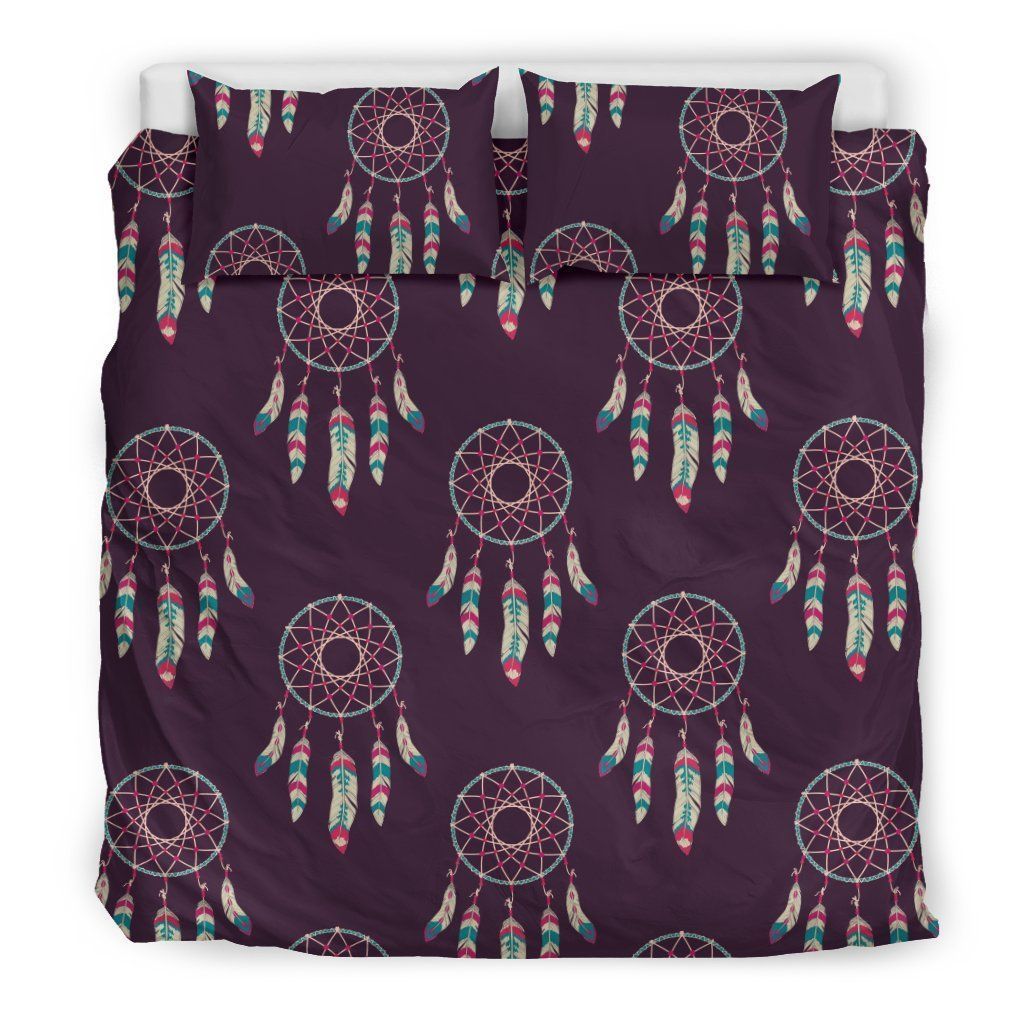 Dream Catcher Purple Feather Bedding Set