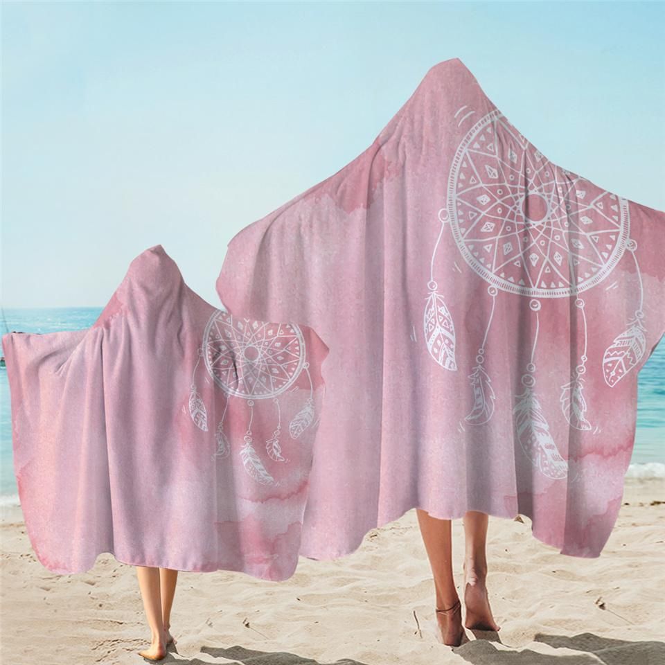 Dream Catcher Rosy Pattern Printed Hooded Towel