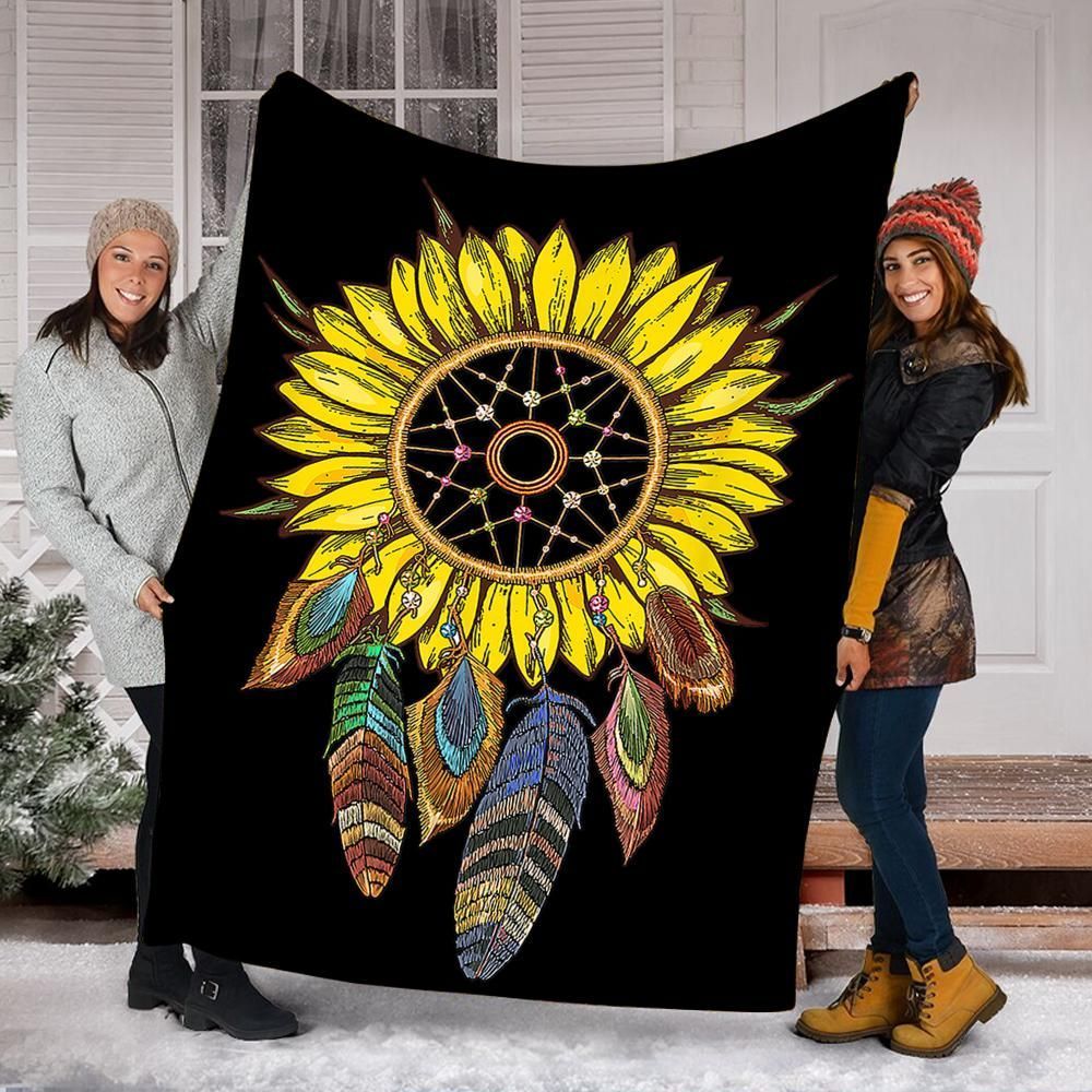 Dream Catcher Sunflower Sherpa Fleece Blanket