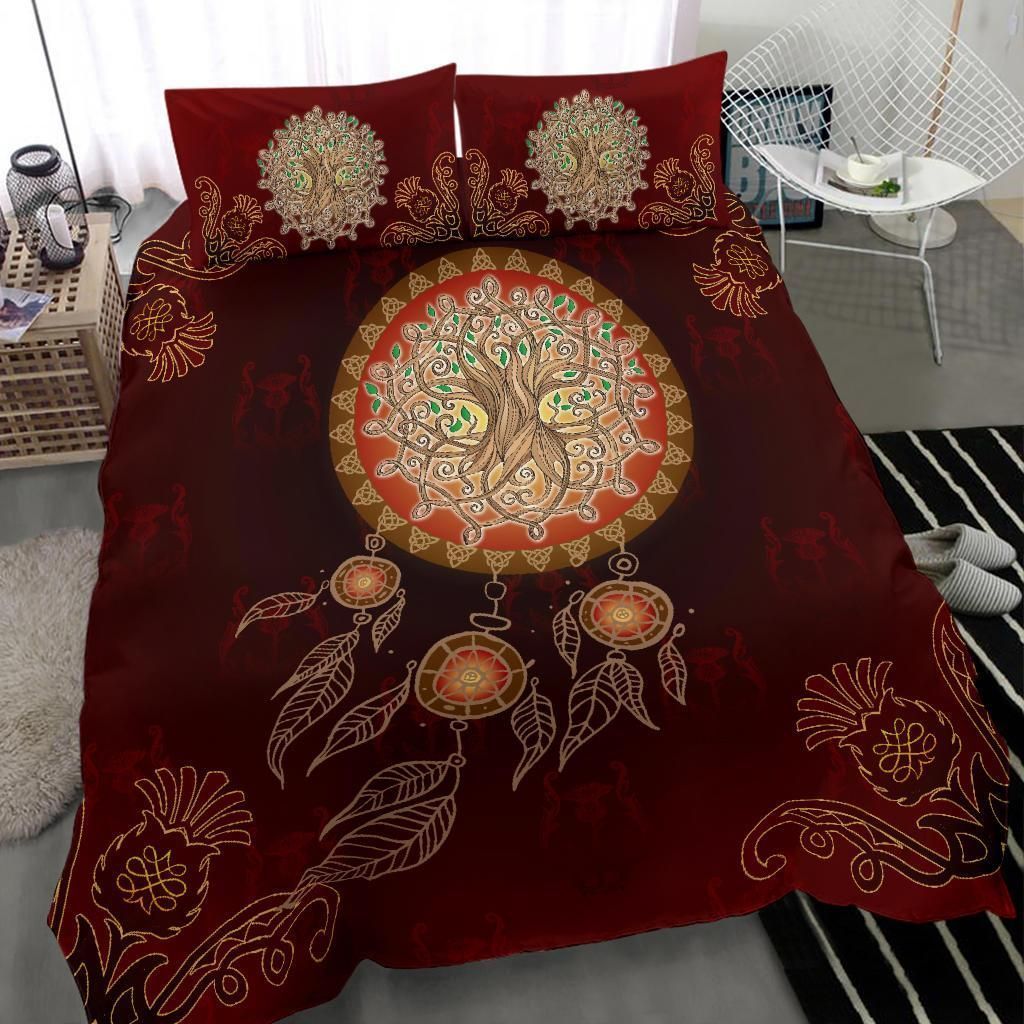 Dream Catcher Thistle Red Bedding Set