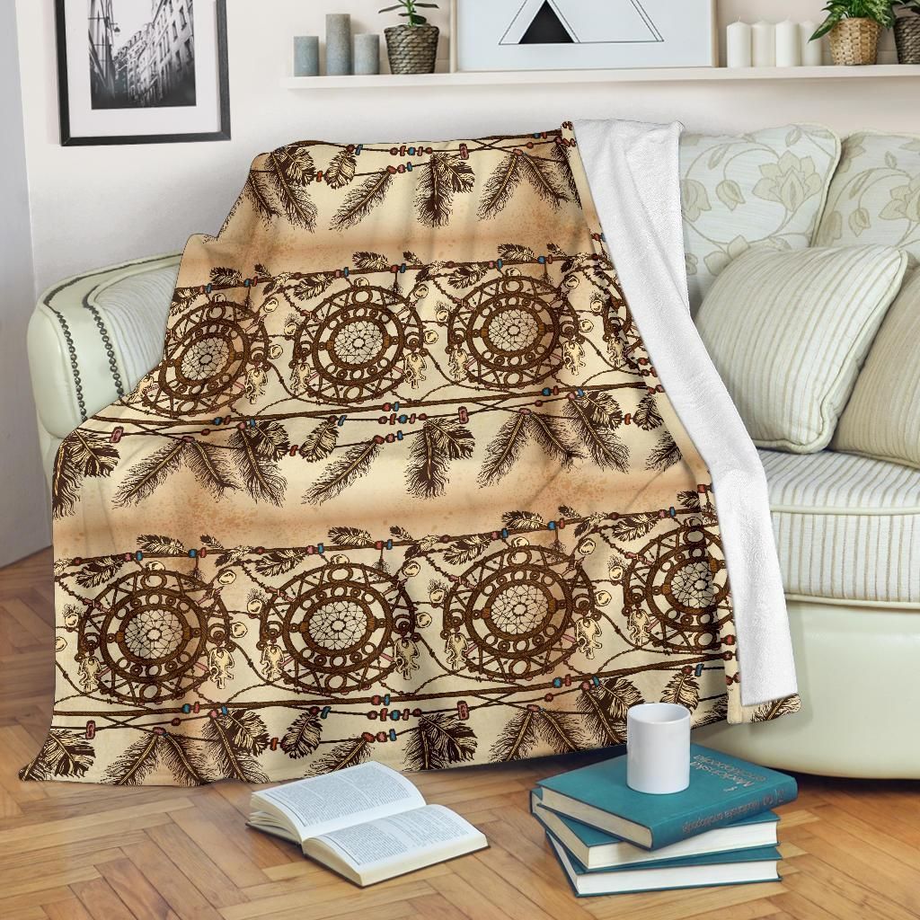 Dream Catcher Vintage Native Taupe Fleece Blanket